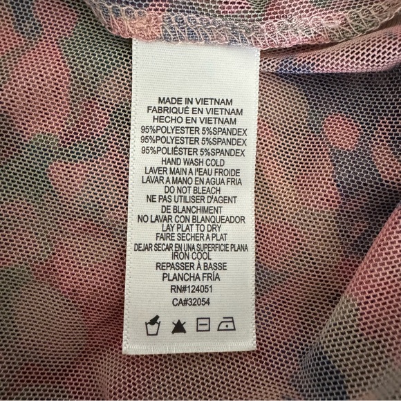 Porridge Multicolored Floral Short Sleeve Mesh Top, S - Picture 7 of 8